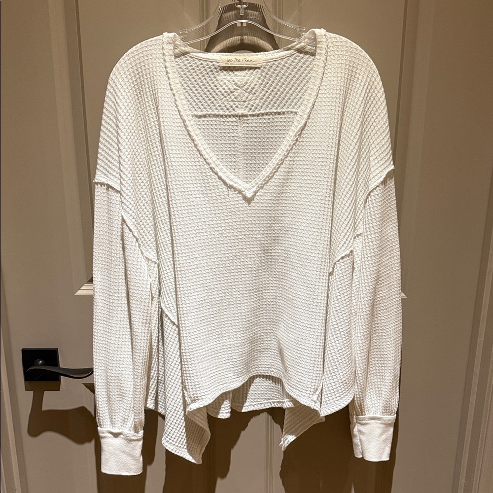 We The Free Cream Waffle Knit Top